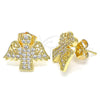 Oro Laminado Stud Earring, Gold Filled Style Angel Design, with White Cubic Zirconia, Polished, Golden Finish, 02.210.0418
