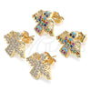 Oro Laminado Stud Earring, Gold Filled Style Angel Design, with White Cubic Zirconia, Polished, Golden Finish, 02.210.0418