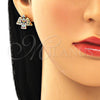 Oro Laminado Stud Earring, Gold Filled Style Angel Design, with Multicolor Cubic Zirconia, Polished, Golden Finish, 02.210.0418.1