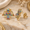 Oro Laminado Stud Earring, Gold Filled Style Angel Design, with Multicolor Cubic Zirconia, Polished, Golden Finish, 02.210.0418.1