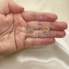 Oro Laminado Stud Earring, Gold Filled Style Crown Design, with Multicolor Micro Pave, Polished, Golden Finish, 02.210.0419.1