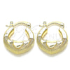 Oro Laminado Small Hoop, Gold Filled Style Heart Design, Polished, Golden Finish, 02.233.0031.20