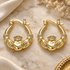 Oro Laminado Small Hoop, Gold Filled Style Heart and Crown Design, Polished, Golden Finish, 02.233.0035.20