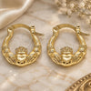 Oro Laminado Small Hoop, Gold Filled Style Heart and Crown Design, Polished, Golden Finish, 02.233.0035.15