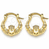 Oro Laminado Small Hoop, Gold Filled Style Heart and Crown Design, Polished, Golden Finish, 02.233.0035.15