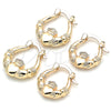 Oro Laminado Small Hoop, Gold Filled Style Heart and Crown Design, Polished, Golden Finish, 02.233.0035.15