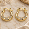 Oro Laminado Small Hoop, Gold Filled Style Heart Design, Polished, Golden Finish, 02.233.0036.15