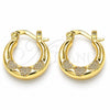Oro Laminado Small Hoop, Gold Filled Style Heart Design, Polished, Golden Finish, 02.233.0036.15