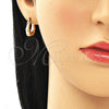 Oro Laminado Small Hoop, Gold Filled Style Star Design, Polished, Golden Finish, 02.233.0037.15