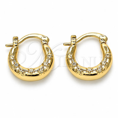 Oro Laminado Small Hoop, Gold Filled Style Star Design, Polished, Golden Finish, 02.233.0037.15