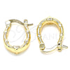 Oro Laminado Small Hoop, Gold Filled Style Heart Design, Polished, Golden Finish, 02.233.0044.12