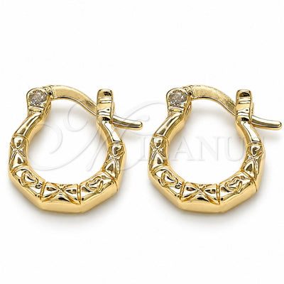 Oro Laminado Small Hoop, Gold Filled Style Heart Design, Polished, Golden Finish, 02.233.0045.12