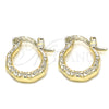 Oro Laminado Small Hoop, Gold Filled Style Heart Design, Polished, Golden Finish, 02.233.0045.12