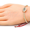 Oro Laminado Adjustable Bolo Bracelet, Gold Filled Style Evil Eye and Ball Design, with Multicolor Micro Pave, Polished, Golden Finish, 03.299.0064.11 (04 MM Thickness, 11 Inches Length)