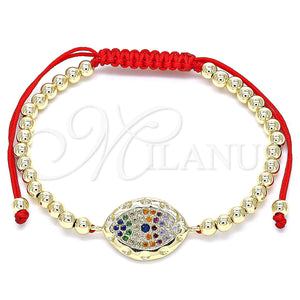 Gold Filled Bracelet — Adjustable Bolo Bracelet Evil Eye and Ball Design — main product view — SKU 135144 | Oro Laminado brazalete — Adjustable Bolo Bracelet Evil Eye and Ball diseño — SKU 135144