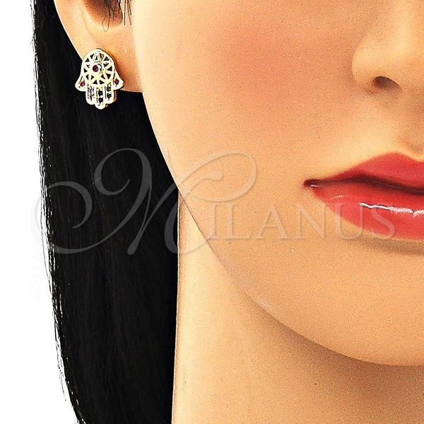 Gold Filled Ring — Stud Earring Hand of God and Judaica Design — alternate product view — SKU 135151 | Oro Laminado anillo — Stud Earring Hand of God and Judaica diseño — SKU 135151