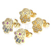 Oro Laminado Stud Earring, Gold Filled Style Hand of God Design, with Multicolor Micro Pave, Polished, Golden Finish, 02.210.0421.1