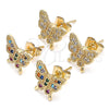 Oro Laminado Stud Earring, Gold Filled Style Butterfly Design, with Multicolor Cubic Zirconia, Polished, Golden Finish, 02.210.0423.1