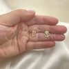 Oro Laminado Stud Earring, Gold Filled Style Anchor Design, with White Micro Pave, Polished, Golden Finish, 02.210.0424