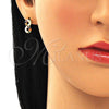 Oro Laminado Stud Earring, Gold Filled Style Infinite Design, with Multicolor Micro Pave, Polished, Golden Finish, 02.210.0425.1