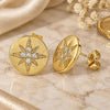Oro Laminado Stud Earring, Gold Filled Style with White Micro Pave, Polished, Golden Finish, 02.210.0430