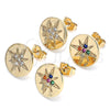 Oro Laminado Stud Earring, Gold Filled Style with Multicolor Micro Pave, Polished, Golden Finish, 02.210.0430.1