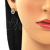 Oro Laminado Stud Earring, Gold Filled Style Hand of God Design, with Multicolor Micro Pave, Polished, Golden Finish, 02.210.0431.1