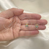 Oro Laminado Stud Earring, Gold Filled Style Hand of God and Judaica Design, with Multicolor Micro Pave, Polished, Golden Finish, 02.210.0431.1