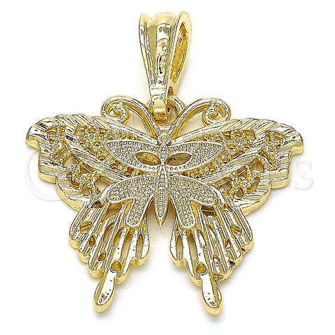 Oro Laminado Fancy Pendant, Gold Filled Style Butterfly Design, Polished, Golden Finish, 05.351.0123