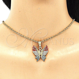Gold Filled Pendant — Fancy Pendant Butterfly Design with Multicolor Crystal Polished — main product view — SKU 135177 | Oro Laminado dije — elegante Pendant Butterfly diseño with Multicolor cristal pulido — SKU 135177