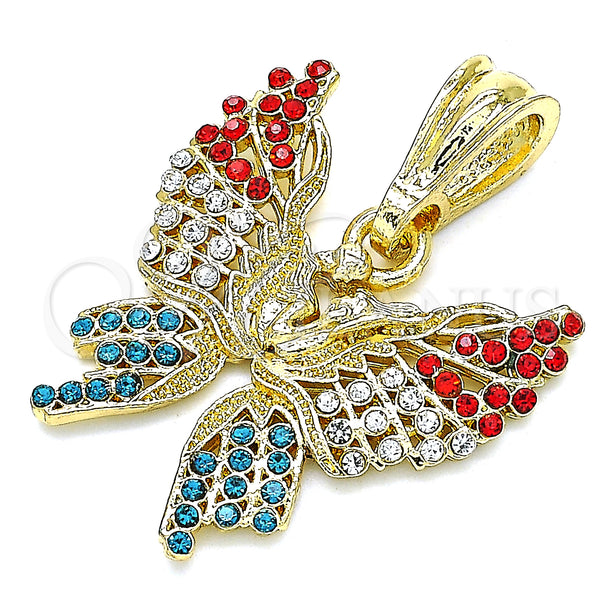 Gold Filled Pendant — Fancy Pendant Butterfly Design with Multicolor Crystal Polished — alternate product view — SKU 135177 | Oro Laminado dije — elegante Pendant Butterfly diseño with Multicolor cristal pulido — SKU 135177