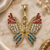 Oro Laminado Fancy Pendant, Gold Filled Style Butterfly Design, with Multicolor Crystal, Polished, Golden Finish, 05.351.0124