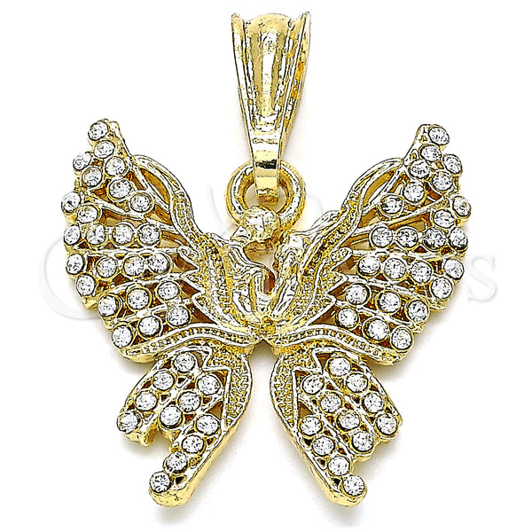 Gold Filled Pendant — Fancy Pendant Butterfly Design with White Crystal Polished — main product view — SKU 135178 | Oro Laminado dije — elegante Pendant Butterfly diseño with cristal blanco pulido — SKU 135178