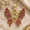 Oro Laminado Fancy Pendant, Gold Filled Style Butterfly Design, with Garnet Crystal, Polished, Golden Finish, 05.351.0124.2