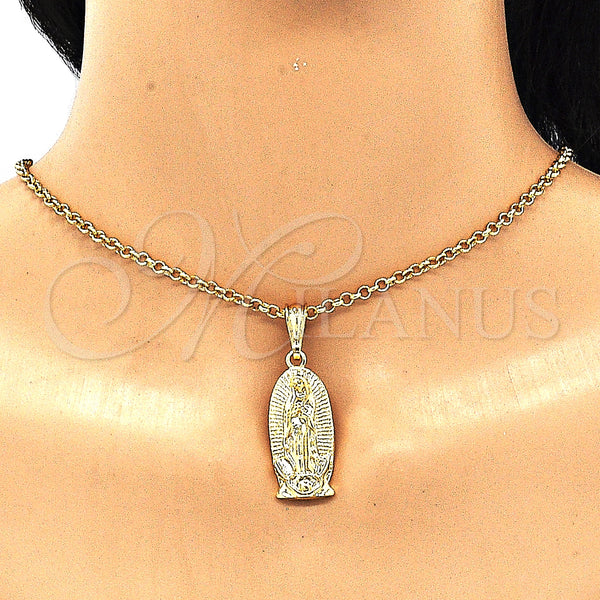 Gold Filled Pendant — Religious Pendant Guadalupe Design Polished 05. — alternate product view — SKU 135183 | Oro Laminado dije — Religious Pendant Guadalupe diseño pulido 05. — SKU 135183