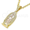 Oro Laminado Religious Pendant, Gold Filled Style Guadalupe Design, Polished, Tricolor, 05.351.0126.1 for wholesale, additional product view 4