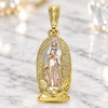 Oro Laminado Religious Pendant, Gold Filled Style Guadalupe Design, Polished, Tricolor, 05.351.0126.1
