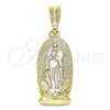 Oro Laminado Religious Pendant, Gold Filled Style Guadalupe Design, Polished, Tricolor, 05.351.0126.1 for wholesale, main product view