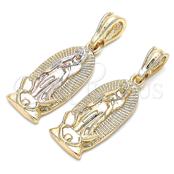Gold Filled Pendant — Religious Pendant Guadalupe Design Polished Tricolor 05. — alternate product view — SKU 135184 | Oro Laminado dije — Religious Pendant Guadalupe diseño pulido Tricolor 05. — SKU 135184