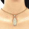 Oro Laminado Religious Pendant, Gold Filled Style Guadalupe Design, Polished, Golden Finish, 05.351.0127