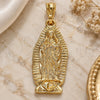 Oro Laminado Religious Pendant, Gold Filled Style Guadalupe Design, Polished, Golden Finish, 05.351.0127