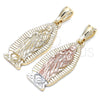 Oro Laminado Religious Pendant, Gold Filled Style Guadalupe Design, Polished, Golden Finish, 05.351.0127