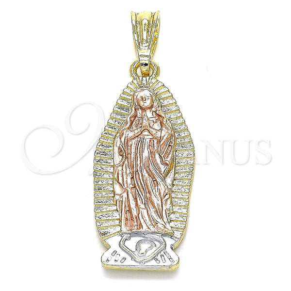 Gold Filled Pendant — Religious Pendant Guadalupe Design Polished Tricolor 05. — main product view — SKU 135186 | Oro Laminado dije — Religious Pendant Guadalupe diseño pulido Tricolor 05. — SKU 135186