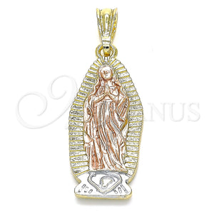 Gold Filled Pendant — Religious Pendant Guadalupe Design Polished Tricolor 05. — main product view — SKU 135186 | Oro Laminado dije — Religious Pendant Guadalupe diseño pulido Tricolor 05. — SKU 135186