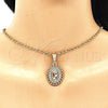Oro Laminado Fancy Pendant, Gold Filled Style Flower and Heart Design, Polished, Tricolor, 05.351.0131