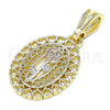 Oro Laminado Fancy Pendant, Gold Filled Style Flower and Heart Design, Polished, Tricolor, 05.351.0131