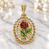 Oro Laminado Fancy Pendant, Gold Filled Style Flower Design, Polished, Tricolor, 05.351.0132
