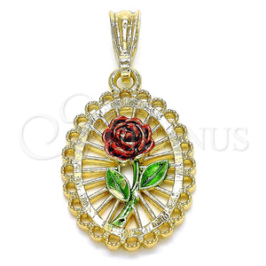 Gold Filled Pendant — Fancy Pendant Flower Design Polished Tricolor 05. — main product view — SKU 135193 | Oro Laminado dije — elegante Pendant flor diseño pulido Tricolor 05. — SKU 135193