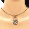 Oro Laminado Fancy Pendant, Gold Filled Style Flower Design, Polished, Tricolor, 05.351.0132.1