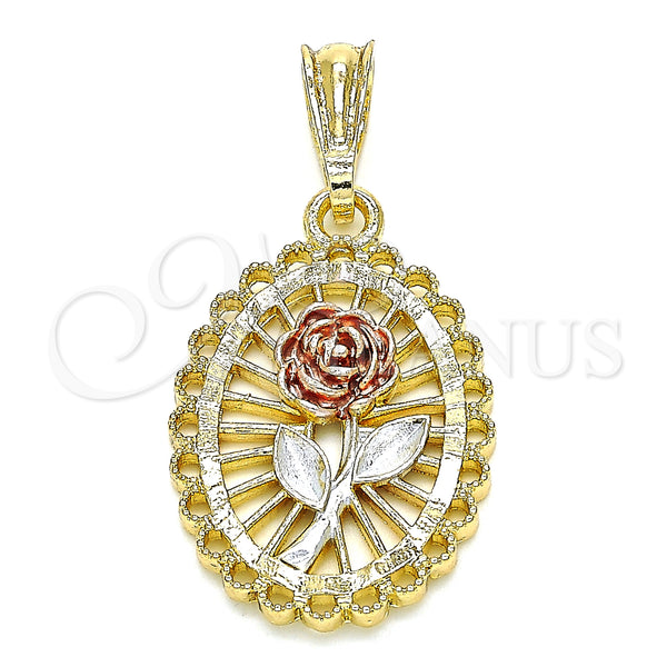 Gold Filled Pendant — Fancy Pendant Flower Design Polished Tricolor 05. — main product view — SKU 135194 | Oro Laminado dije — elegante Pendant flor diseño pulido Tricolor 05. — SKU 135194